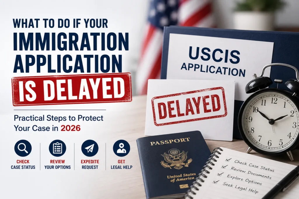 Immigration application delayed in 2026 with USCIS case status, expedite request options, and legal assistance guidance