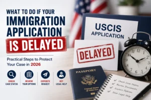 Immigration application delayed in 2026 with USCIS case status, expedite request options, and legal assistance guidance
