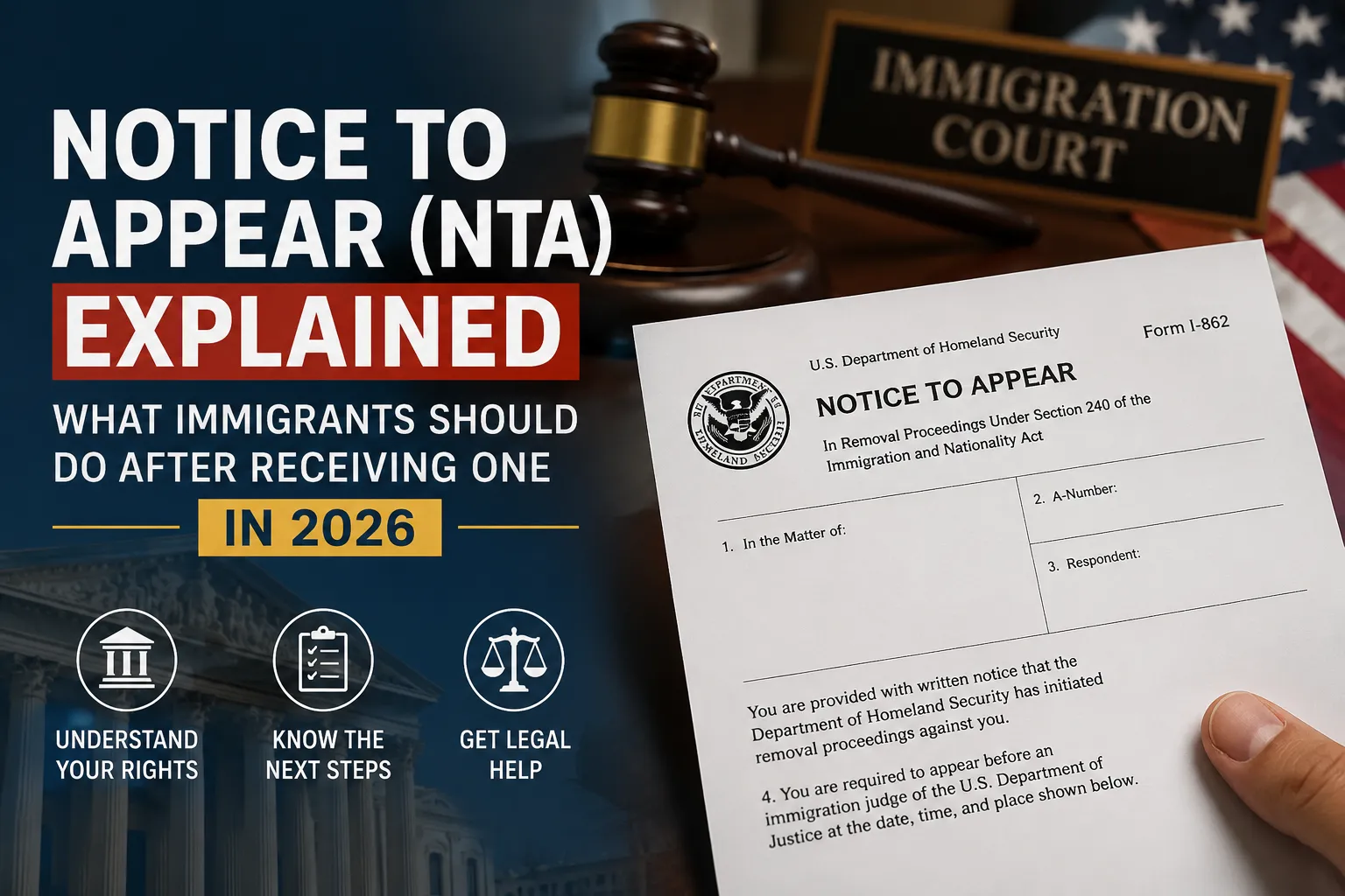 Notice to Appear (NTA) Explained: What Immigrants Should Do After Receiving One in 2026